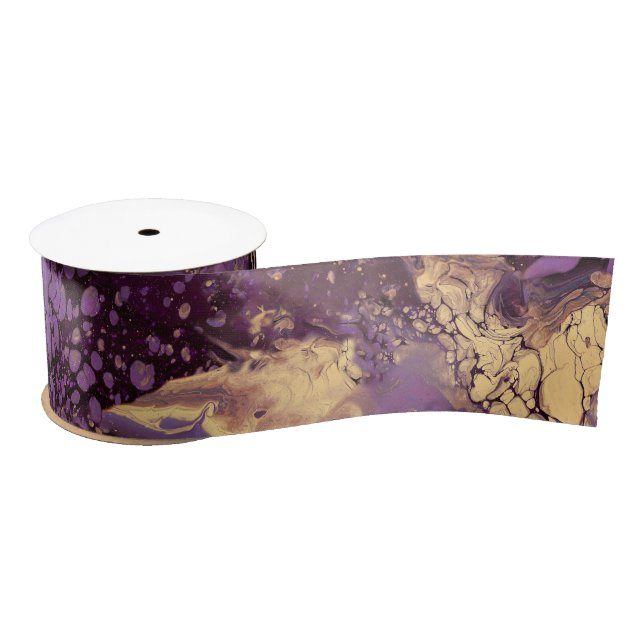 iris gold ink swirl : satin ribbon (Spool)