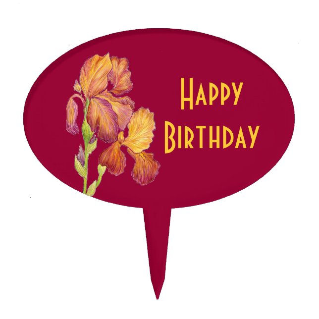 Iris Happy Birthday Cake Pick (Front)