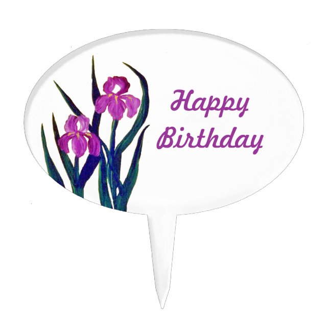 Iris Happy Birthday Cake Pick (Front)