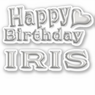 Iris Happy Birthday silver sticker decal