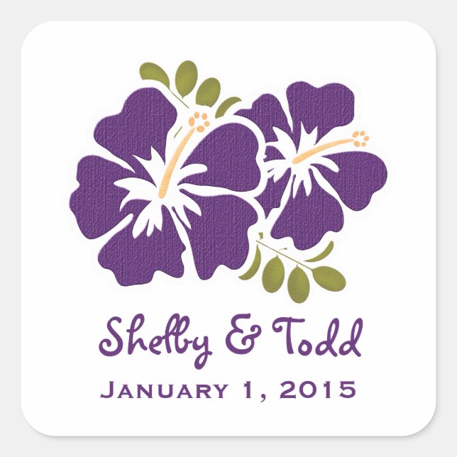 Iris Hibiscus Favor Label Stickers (Front)
