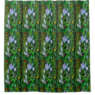 Iris Hummingbirds Shower Curtain