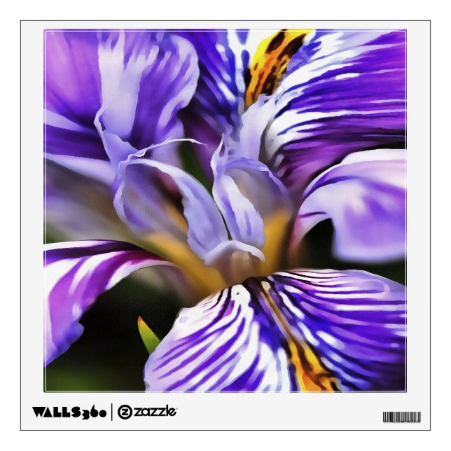 Iris In Violet Lilac and Purple Botanical Art Wall Decal (Front)