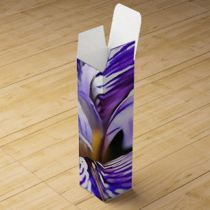 Iris In Violet Lilac and Purple Botanical Art Wine Gift Box