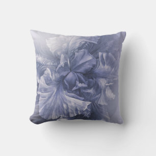 Iris inner beauty (silver blue hues) throw pillow