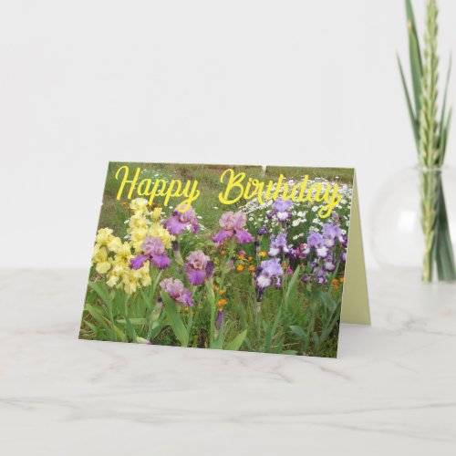 Iris irises floral Flowers Cottage Garden Card