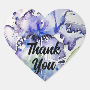 Iris Irises Flower Floral Blue Waterolor Thank You Heart Sticker