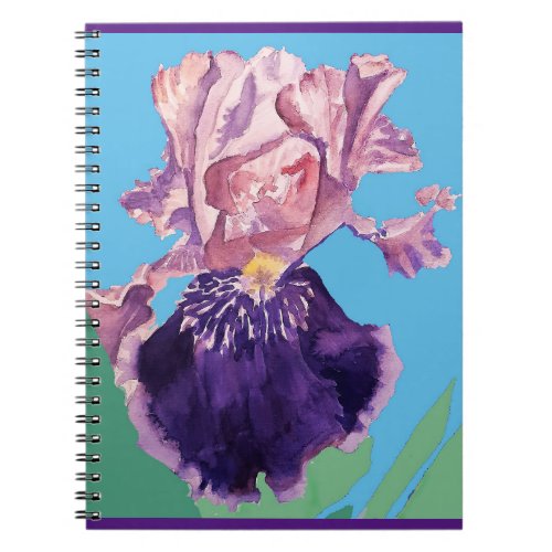 Iris irises Glorious Purple Flower Watercolor Art Notebook