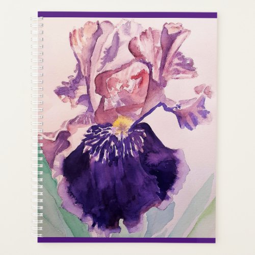 Iris irises Glorious Purple Flower Watercolor Art Planner