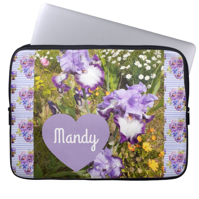 Iris Irises Purple Flower Birthday Girls Name Laptop Sleeve (Front)