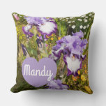 Iris Irises Purple Flower Birthday Girls Name Throw Pillow