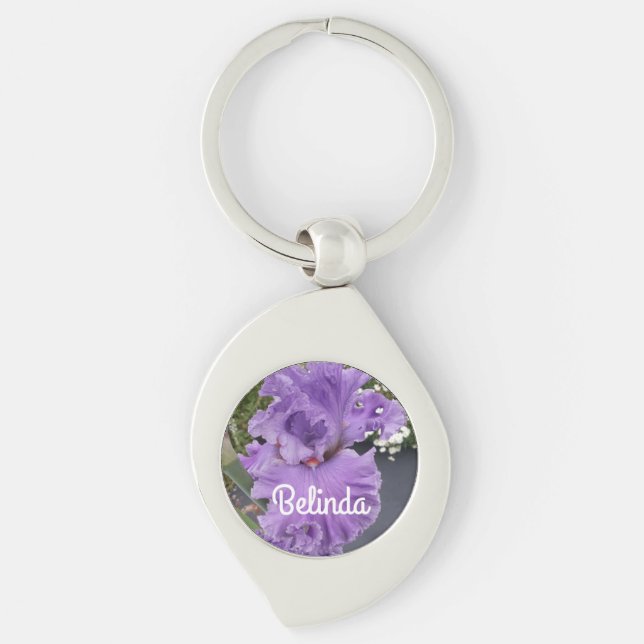 Iris Irises Purple Flower Floral Lavender  Keychain (Front)