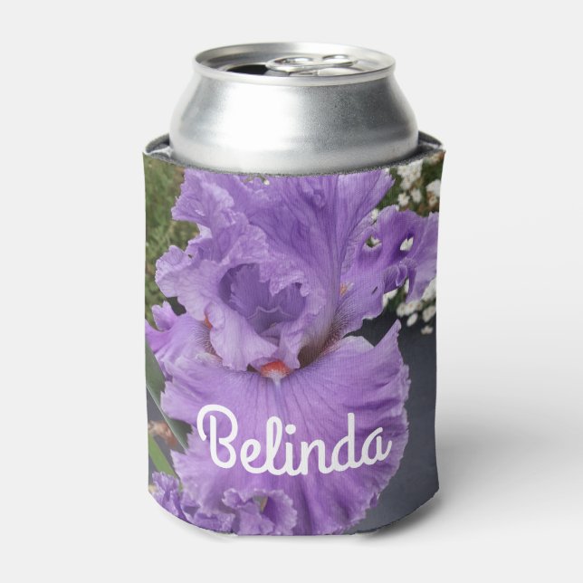 Iris Irises Purple Flower Floral Lavender Poster C Can Cooler (Can Front)