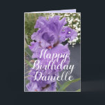 Iris Irises Purple Flower Floral Name Birthday Card<br><div class="desc">Iris Irises Purple Flower Floral Birthday Card,  with a fully customizable name. Designed from one of my original flower garden photographs & my original writing,  enjoy!</div>
