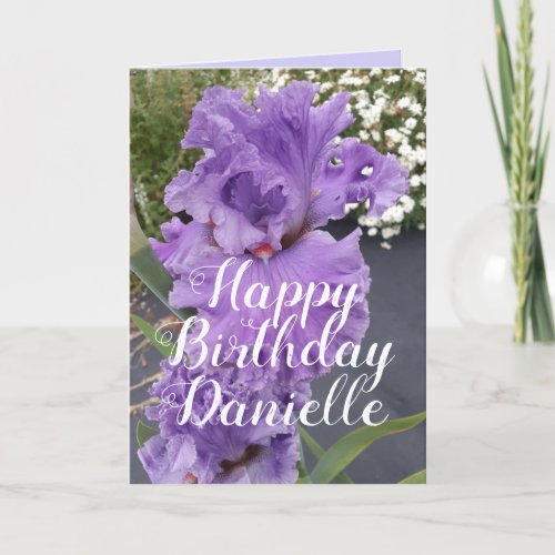 Iris Irises Purple Flower Floral Name Birthday Card