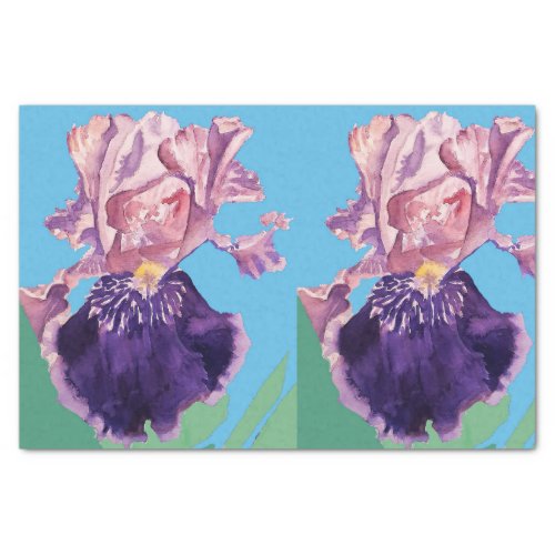 Iris Irises Purple Watercolor Floral Flower Tissue Paper