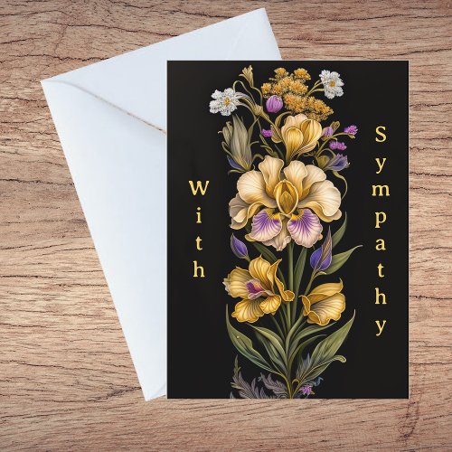 Iris Linear Bouquet Artwork Sympathy Card