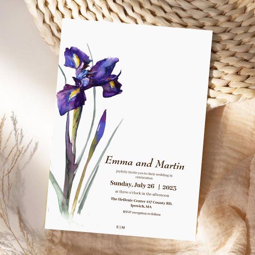 Iris Minimalist Modern Beautiful Floral Wedding Invitation