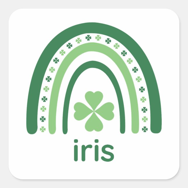 iris Name Clover Boho Rainbow Square Sticker (Front)
