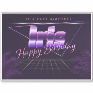 Iris Name First Name purple retro sticker birthday