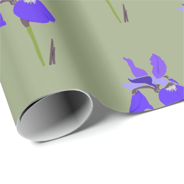 Iris on Green Wrapping Paper (Roll Corner)