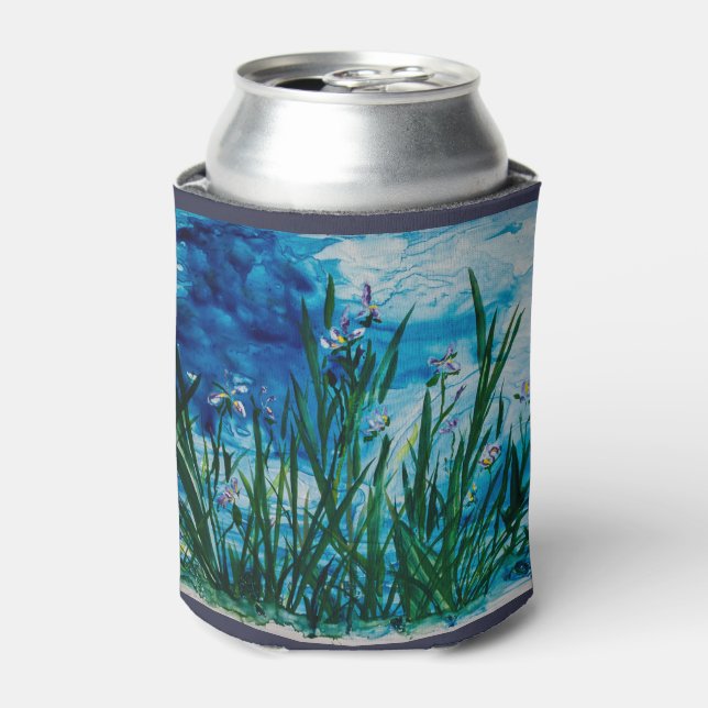 Iris on Water Edge Can Cooler (Can Front)