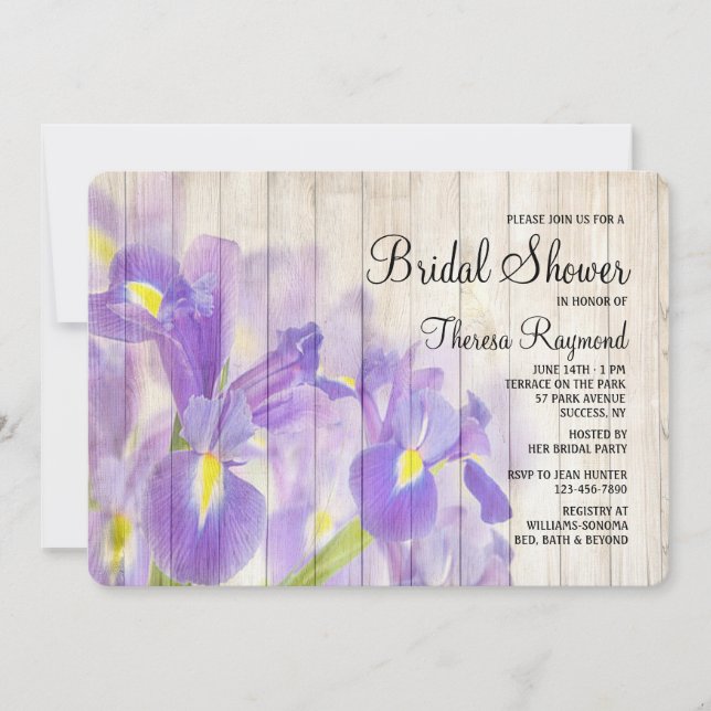 Iris On Wood Invitation (Front)