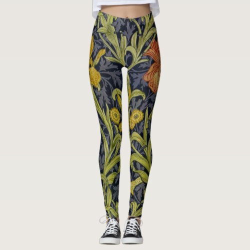 Iris Pattern by William Morris Leggings