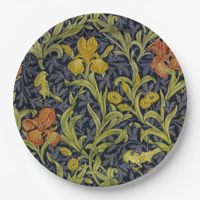 Iris Pattern (by William Morris) Paper Plates (Front)