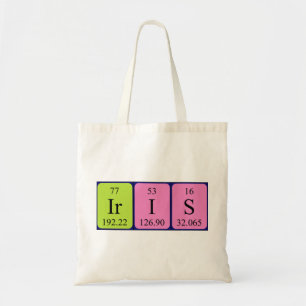 Iris periodic table name tote bag