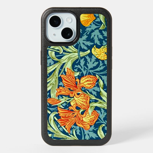 Iris, popular design by William Morris,  iPhone 15 Case (Back)