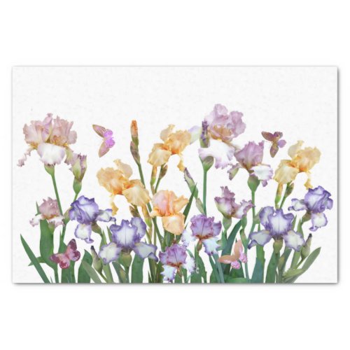 Iris Purple Butterfly Pink Floral Tissue Paper