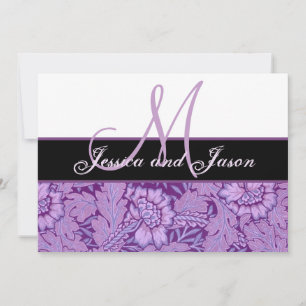 Iris Purple Vintage Damask Wedding Monogram Invite