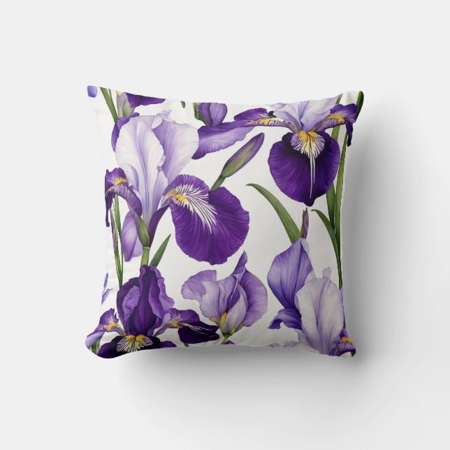 Iris Schwertlilie white purple - watercolor design Throw Pillow (Front)