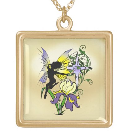 Iris Shadow Fairy Gold Plated Necklace