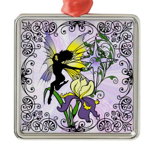 Iris Shadow Fairy Metal Ornament