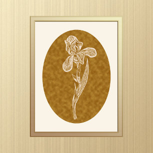 Iris Silhouette Cream on Tortoiseshell Brown   Poster