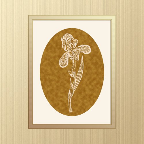 Iris Silhouette Cream on Tortoiseshell Brown   Poster