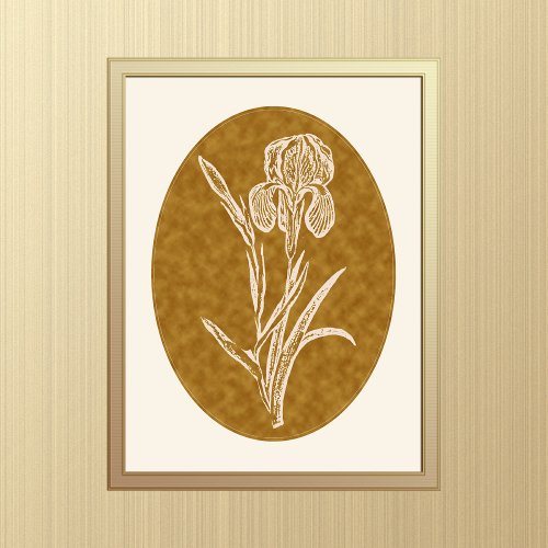 Iris Silhouette on Textured Brown Background  Poster