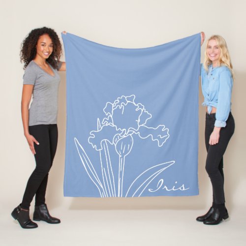 Iris Spring Flower Modern Floral Sketch Home  Fleece Blanket