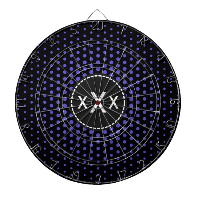 Iris Techno Dots Modern Monogram Dartboard With Darts (Front)
