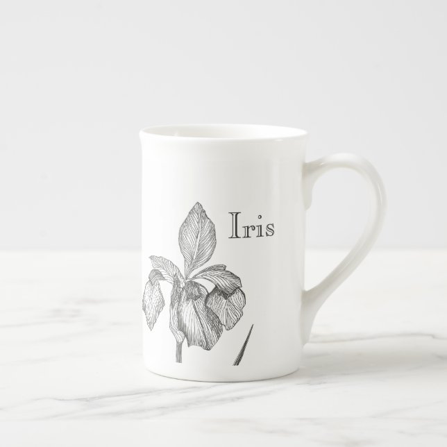 Iris to customize or personalize bone china mug (Right)