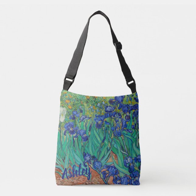 Iris Van Gogh Art Personalized Crossbody Bag (Front)