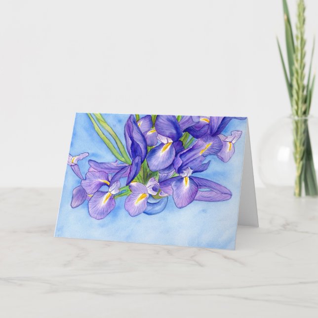 "Iris Vase" Painting Greeting Card (Front)