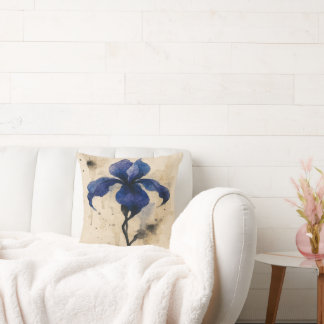 Iris Watercolor Abstract Throw Pillow