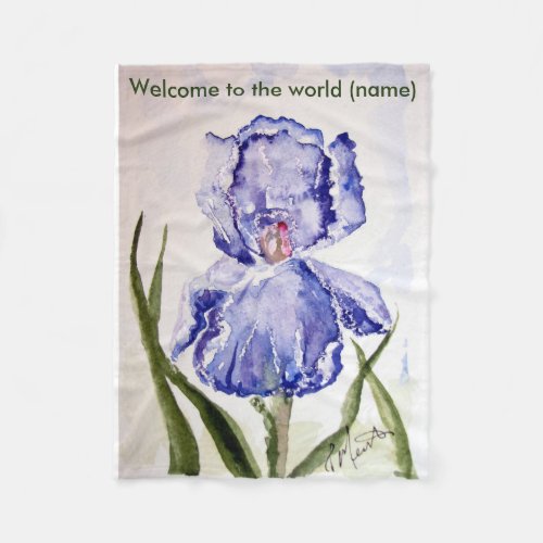 Iris Watercolor art _ baby blanket