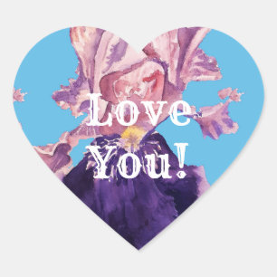 Iris Watercolor flowers floral Love Sticker Set