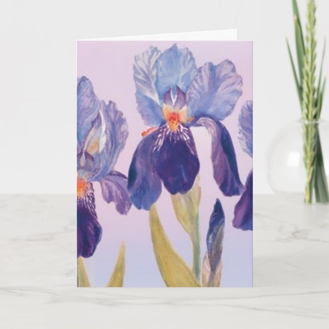 Iris Watercolor Greeting Card with Envelope (Front)