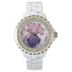 Iris Watercolor Painting Purple art Flower Floral Watch
