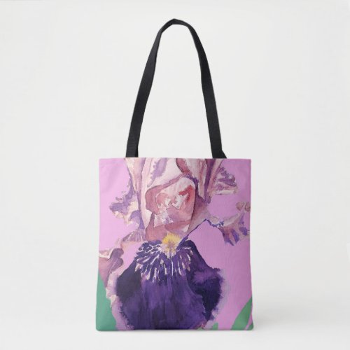 Iris Watercolor Purple Lilac Floral Tote Bag